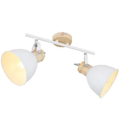 Wiho loftlampe af metal, hvid/trælook, 2 lyskilder