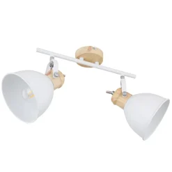 Wiho loftlampe af metal, hvid/trælook, 2 lyskilder