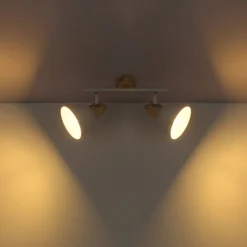 Wiho loftlampe af metal, hvid/trælook, 2 lyskilder