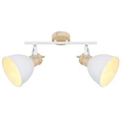 Wiho loftlampe af metal, hvid/trælook, 2 lyskilder