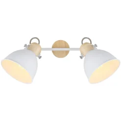 Wiho loftlampe af metal, hvid/trælook, 2 lyskilder