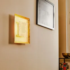 Window LED-væglampe, 32x32 cm, guld