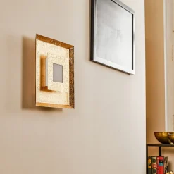 Window LED-væglampe, 32x32 cm, guld