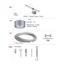 Wiresystem Spice Salt i mat krom, 5'er sæt, 10m