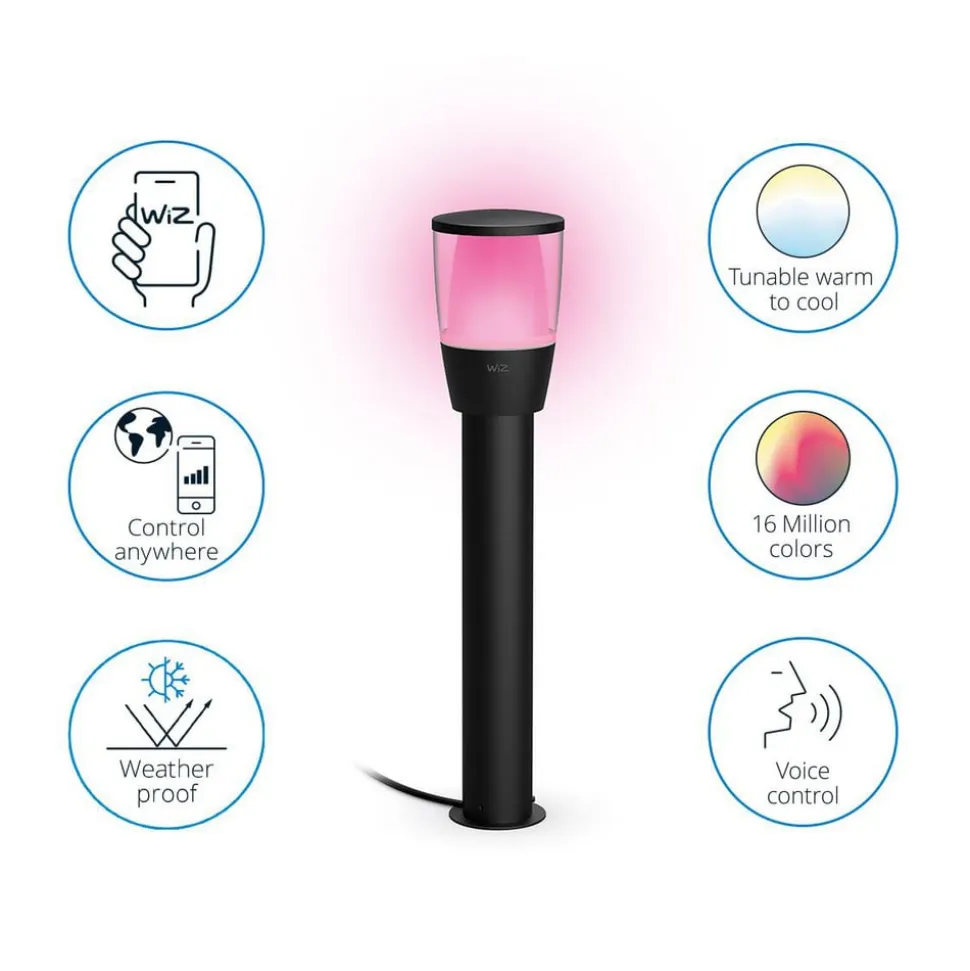 WiZ Elpas LED-gadelampe sort RGBW udvidelse