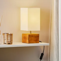 Woody bordlampe med træfod, 12 cm x 12 cm