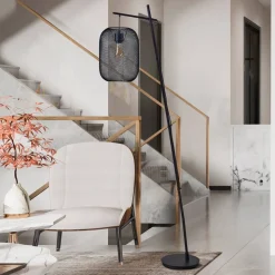 Wrington gulvlampe, højde 194 cm, sort, stål