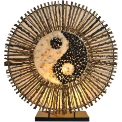 Ying Yang Batur bordlampe, rund, 40 cm, brun