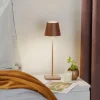Zafferano Poldina LED-bordlampe med genopladeligt batteri, mat, brun