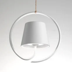 Zafferano Poldina LED-pendel med genopladeligt batteri, hvid