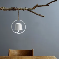 Zafferano Poldina LED-pendel med genopladeligt batteri, hvid