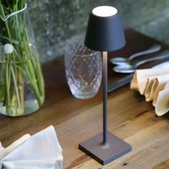 Zafferano Poldina micro akku-lampe, IP65 mørkegrå